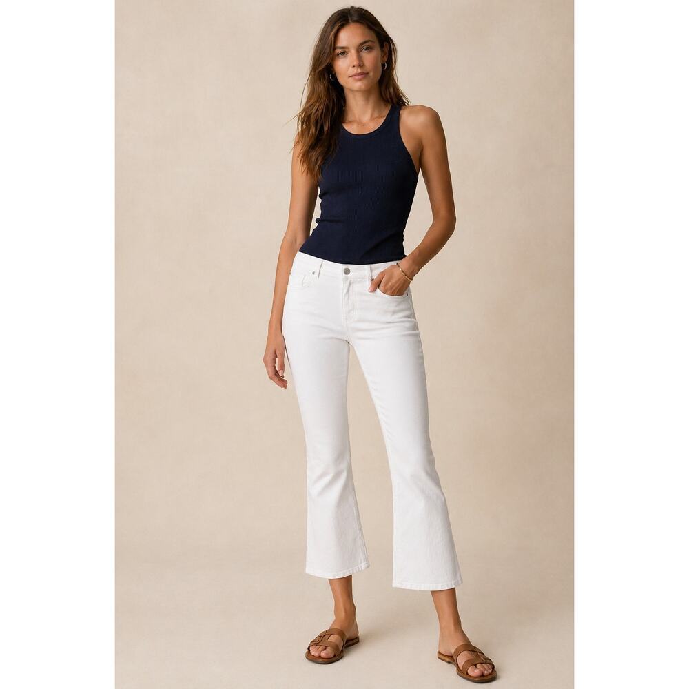 J.Crew Mid-Rise Flare Crop Jeans White Size 31 Signature Stretch NWT